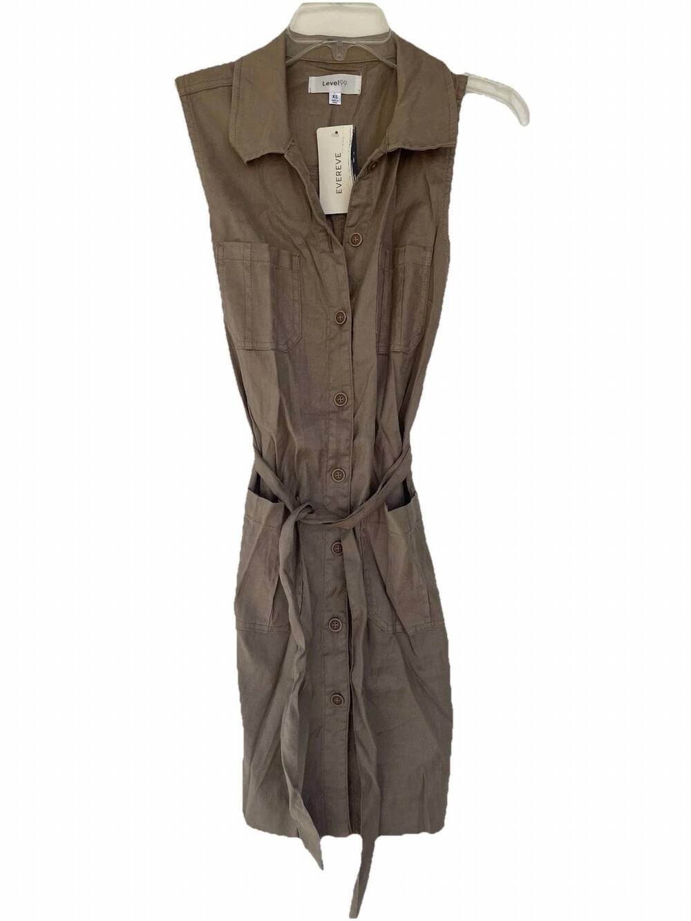 NEW LEVEL99 women's button up sleeveless dress in sandcastle